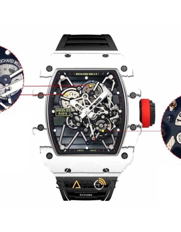 Richard Mille RM35-01 RAFA NTPT Karbon Beyaz Kasa Siyah Kauçuk Kayış BBRF ETA