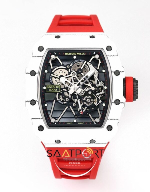 Richard Mille RM35-01 RAFA NTPT Karbon Fiber Kasa Kırmızı Kauçuk BBRF ETA