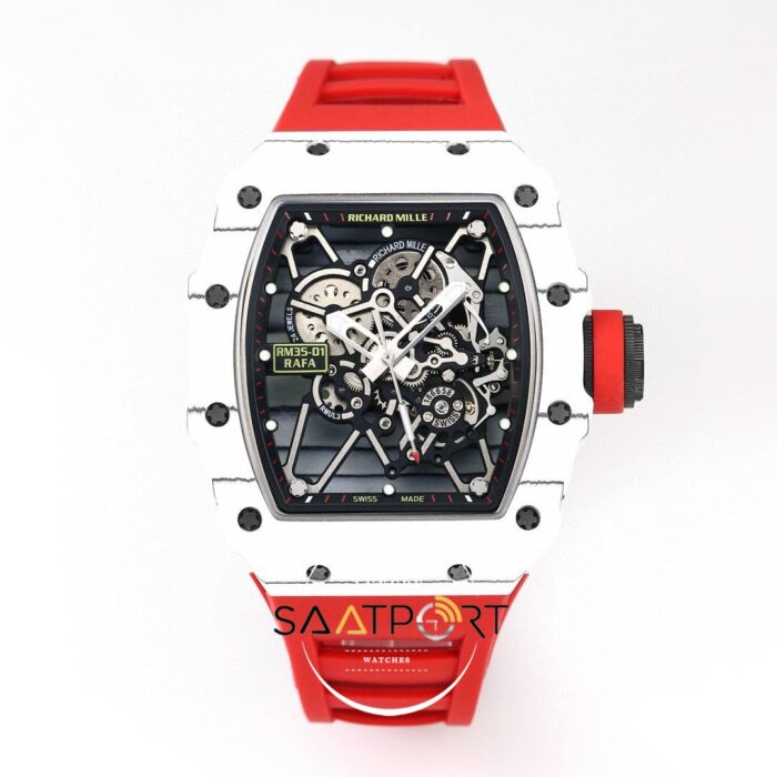 Richard Mille RM35-01 RAFA NTPT Karbon Fiber Kasa Kırmızı Kauçuk BBRF ETA