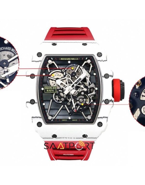 Richard Mille RM35-01 RAFA NTPT Karbon Fiber Kasa Kırmızı Kauçuk BBRF ETA