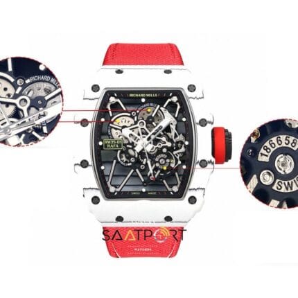 Richard Mille RM35-01 RAFA NTPT Karbon Kasa Dokuma Kırmızı Velcro Kayış BBRF ETA