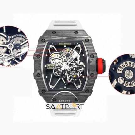 Richard Mille RM35-01 RAFA NTPT Karbon Siyah Kasa Beyaz Kauçuk Kayış BBRF ETA