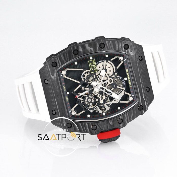 Richard Mille RM35-01 RAFA NTPT Karbon Siyah Kasa Beyaz Kauçuk Kayış BBRF ETA