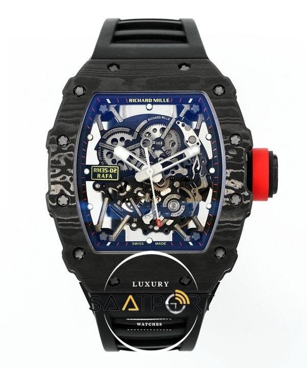 Richard Mille RM35-02 RAFA Siyah İskelet Kadran Tourbillon Karbon Kasa ZF ETA