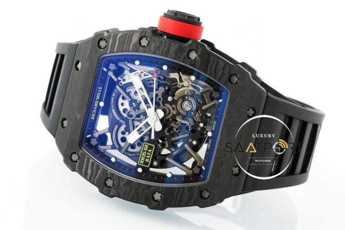 Richard Mille RM35-02 RAFA Siyah İskelet Kadran Tourbillon Karbon Kasa ZF ETA