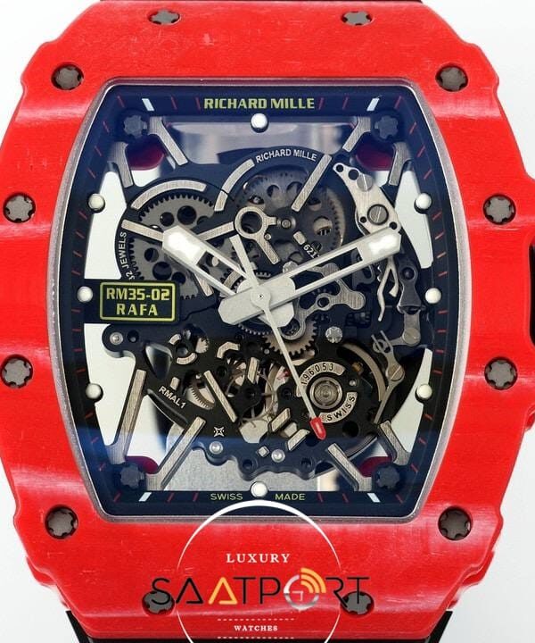 Richard Mille Rafael Nadal RM35-02 RAFA Tourbillon Kırmızı Karbon Kasa ZF ETA