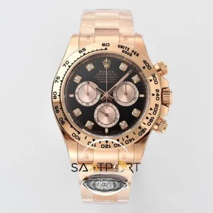 Rolex Daytona 126505 Everose 40mm Taşlı Siyah Kadran Clean 4131 ETA