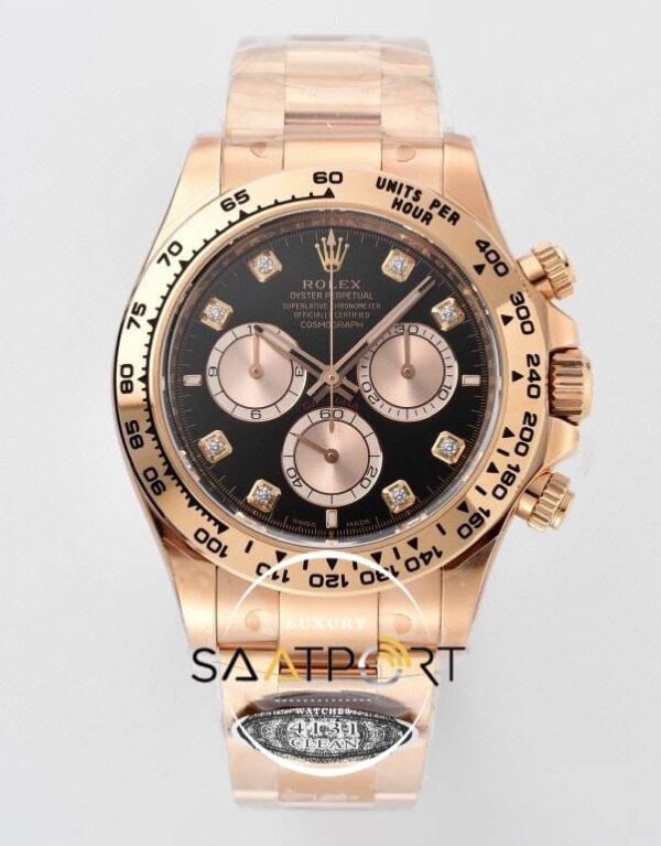 Rolex Daytona 126505 Everose 40mm Taşlı Siyah Kadran Clean 4131 ETA
