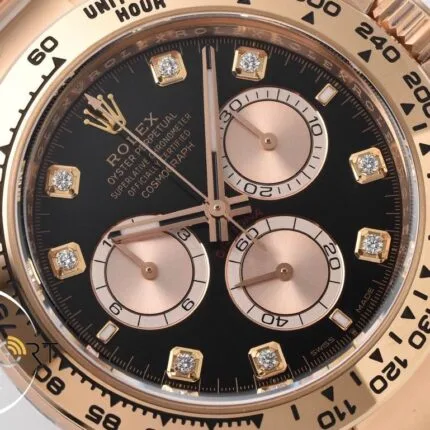 Rolex Daytona 126505 Everose 40mm Taşlı Siyah Kadran Clean 4131 ETA