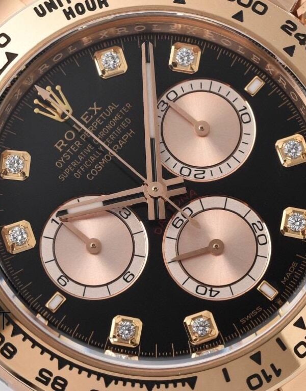 Rolex Daytona 126505 Everose 40mm Taşlı Siyah Kadran Clean 4131 ETA