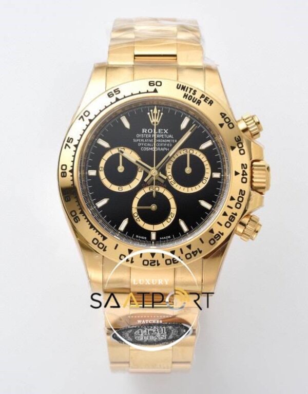 Rolex Daytona 126508 Cosmograph Gold 40mm Siyah Kadran Clean 4131 ETA