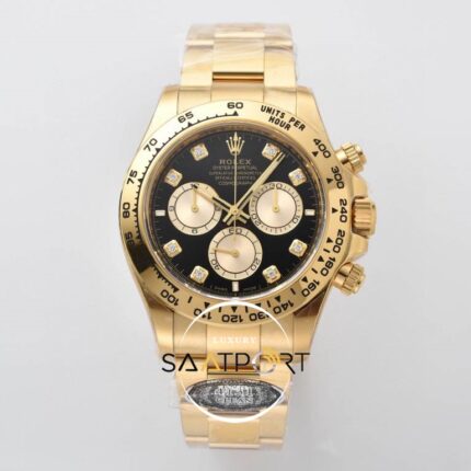 Rolex Daytona 126508 Cosmograph Taşlı Gold 40mm Siyah Kadran Clean 4131 ETA