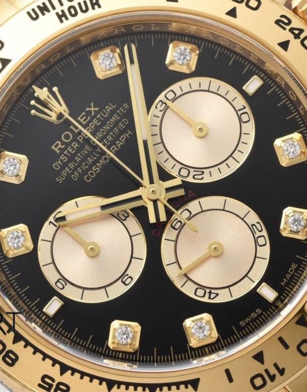 Rolex Daytona 126508 Cosmograph Taşlı Gold 40mm Siyah Kadran Clean 4131 ETA
