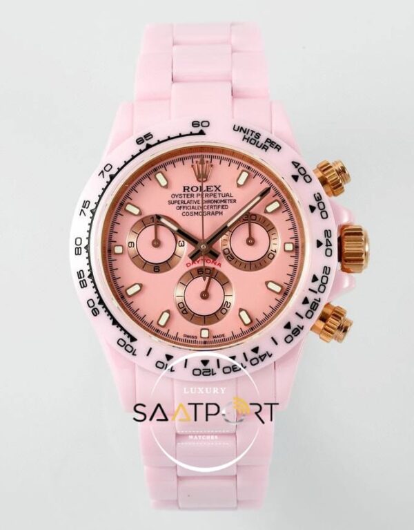 Rolex Daytona 4130 Full Pink Ceramic Chronograph Pink Dial 40mm Super Clone ETA