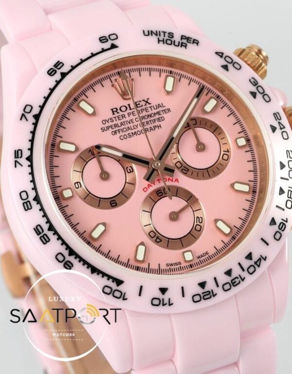 Rolex Daytona 4130 Full Pink Ceramic Chronograph Pink Dial 40mm Super Clone ETA