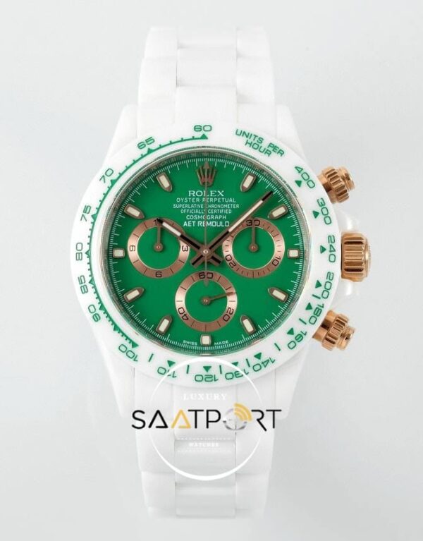 Rolex Daytona 4130 Full Seramik Chronograph Yeşil Kadran 40mm Super Clone ETA