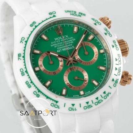Rolex Daytona 4130 Full Seramik Chronograph Yeşil Kadran 40mm Super Clone ETA