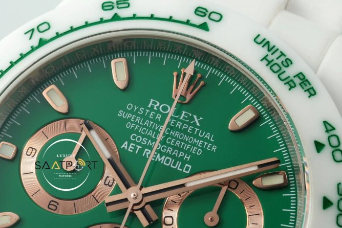 Rolex Daytona 4130 Full Seramik Chronograph Yeşil Kadran 40mm Super Clone ETA