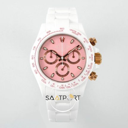 Rolex Daytona 4130 Full White Ceramic Chronograph Pink Dial 40mm Super Clone ETA