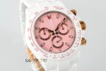 Rolex Daytona 4130 Full White Ceramic Chronograph Pink Dial 40mm Super Clone ETA