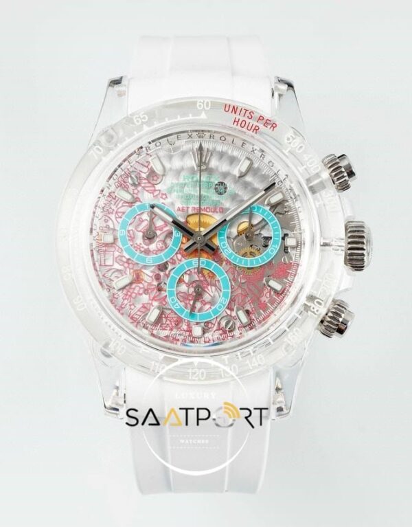 Rolex Daytona AET Remould 4130 Transparent Case Chronograph Graphic Dial 40mm Super Clone ETA