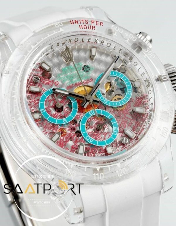 Rolex Daytona AET Remould 4130 Transparent Case Chronograph Graphic Dial 40mm Super Clone ETA