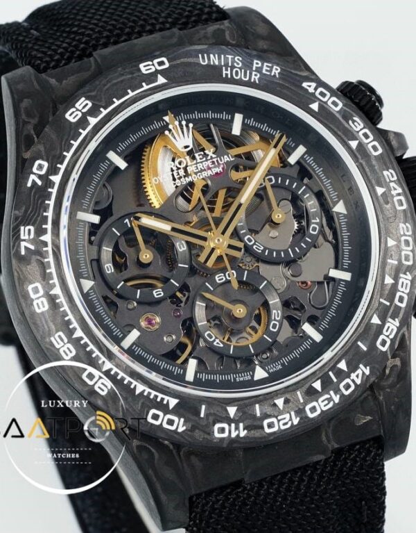 Rolex Daytona Carbon Fiber 40mm DiW Skeleton Dial Gold 4130 ETA