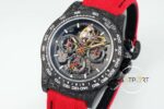 Rolex Daytona Carbon Fiber 40mm DiW Skeleton Dial Red Strap 4130 ETA