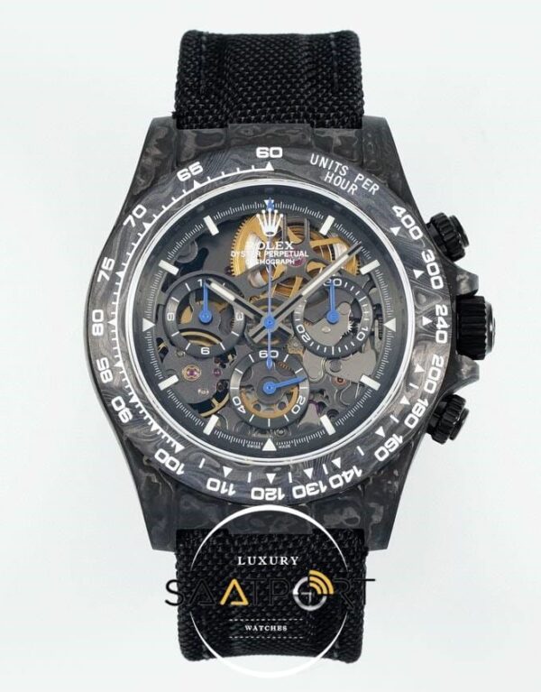 Rolex Daytona Montoya Carbon Fiber 40mm DIWF Skeleton Dial Blue 4130 ETA