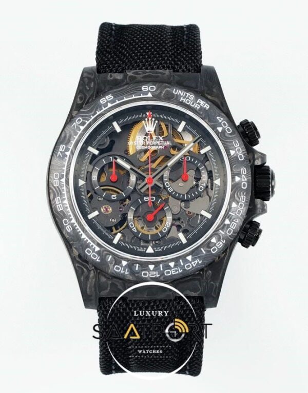 Rolex Daytona Montoya Carbon Fiber 40mm DIWF Skeleton Dial Red 4130 ETA