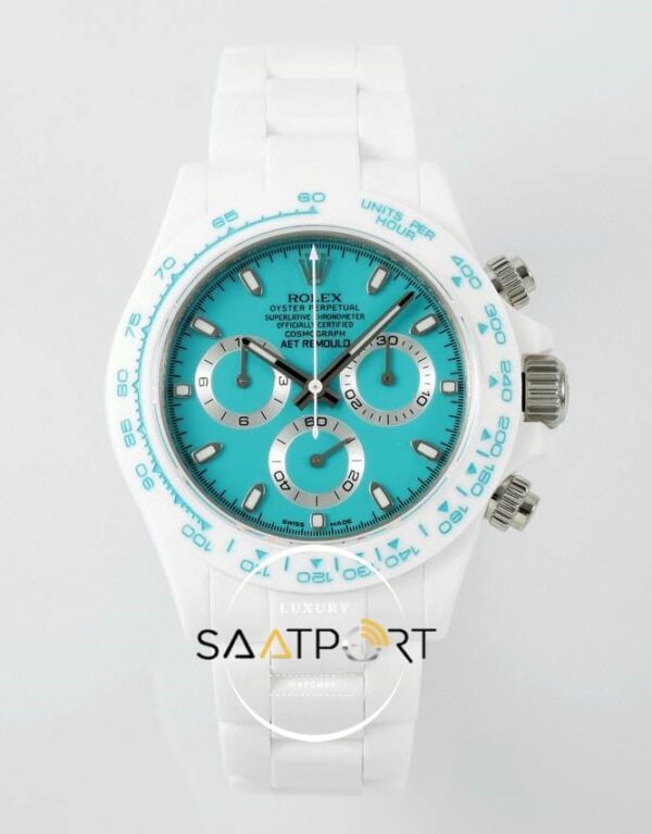 Rolex Daytona Seramik AET Remould 4130 Turkuaz Kadran Chronograph 40mm Super Clone ETA