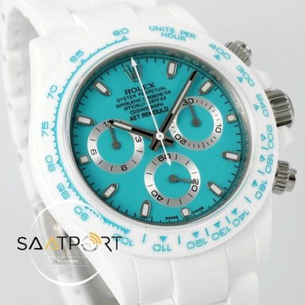 Rolex Daytona Seramik AET Remould 4130 Turkuaz Kadran Chronograph 40mm Super Clone ETA