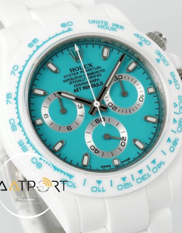 Rolex Daytona Seramik AET Remould 4130 Turkuaz Kadran Chronograph 40mm Super Clone ETA