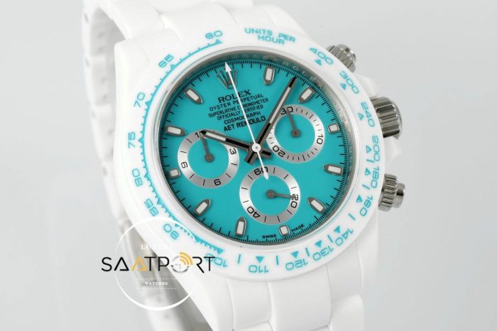 Rolex Daytona Seramik AET Remould 4130 Turkuaz Kadran Chronograph 40mm Super Clone ETA