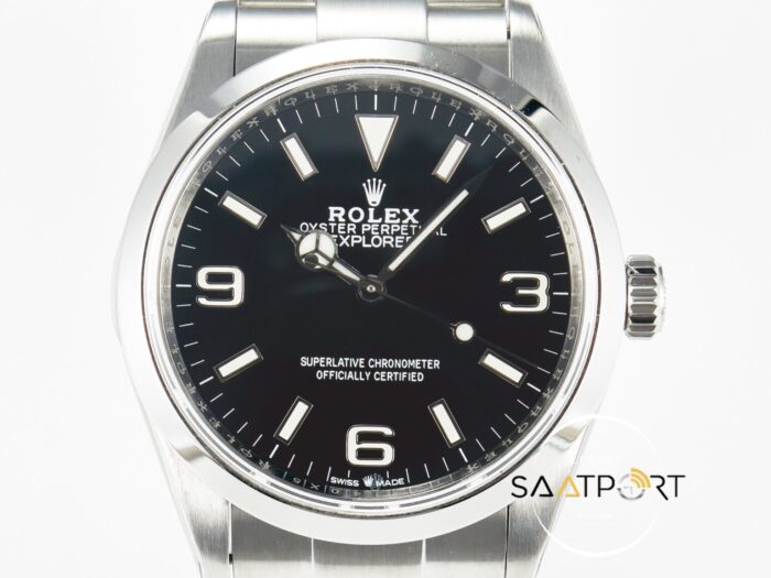 Rolex Explorer 36 904L Çelik 124270 Siyah Kadran Oyster Kordon 3230 ETA