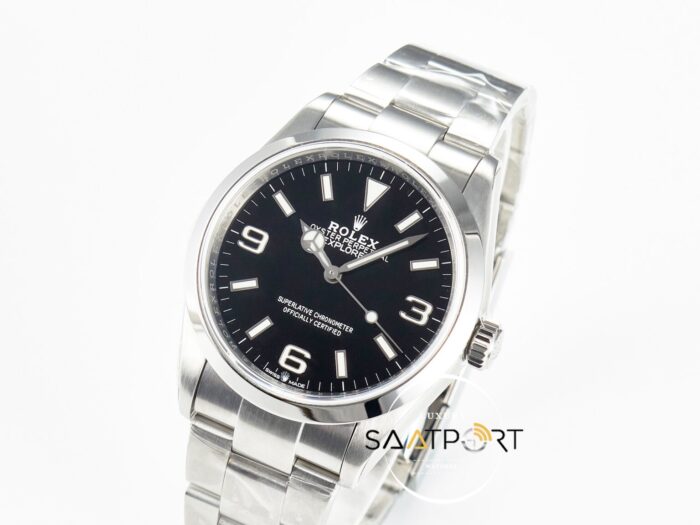 Rolex Explorer 36 904L Çelik 124270 Siyah Kadran Oyster Kordon 3230 ETA