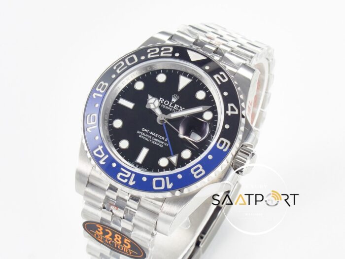 Rolex GMT-Master II 40mm Batgirl QF 126710 BLNR Mavi Siyah Seramik Bezel Jubile 3285 ETA