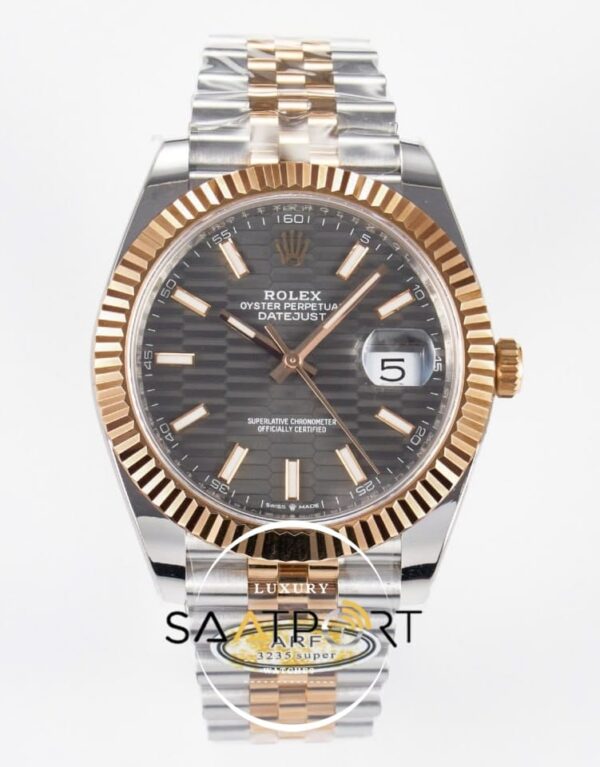 Rolex Datejust 41mm Black Fluted Dial 126331 Arf Factory Rose Gold Super Clone ETA
