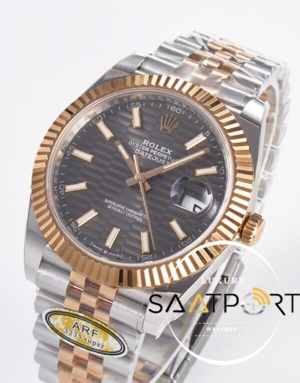 Rolex Datejust 41mm Black Fluted Dial 126331 Arf Factory Rose Gold Super Clone ETA