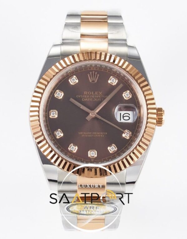 Rolex Datejust 41mm Chocolate Brown Diamond Dial 126331 Arf Factory Super Clone Eta Saat