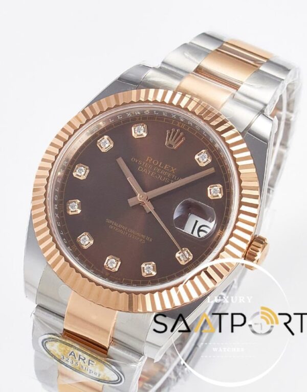 Rolex Datejust 41mm Chocolate Brown Diamond Dial 126331 Arf Factory Super Clone Eta Saat
