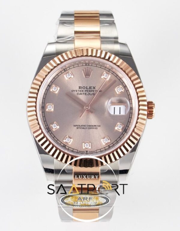 Rolex Datejust 41mm Diamond Dial 126331 Oyster Arf Factory Rose Gold Super Clone Eta Saat