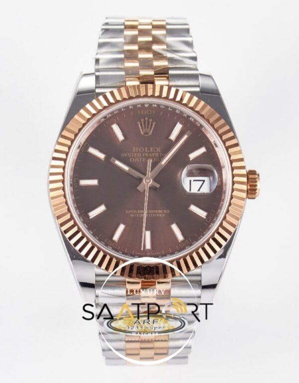 Rolex Datejust 41mm Kahve Kadran 126331 Arf Factory Everose 3235 Super Clone ETA