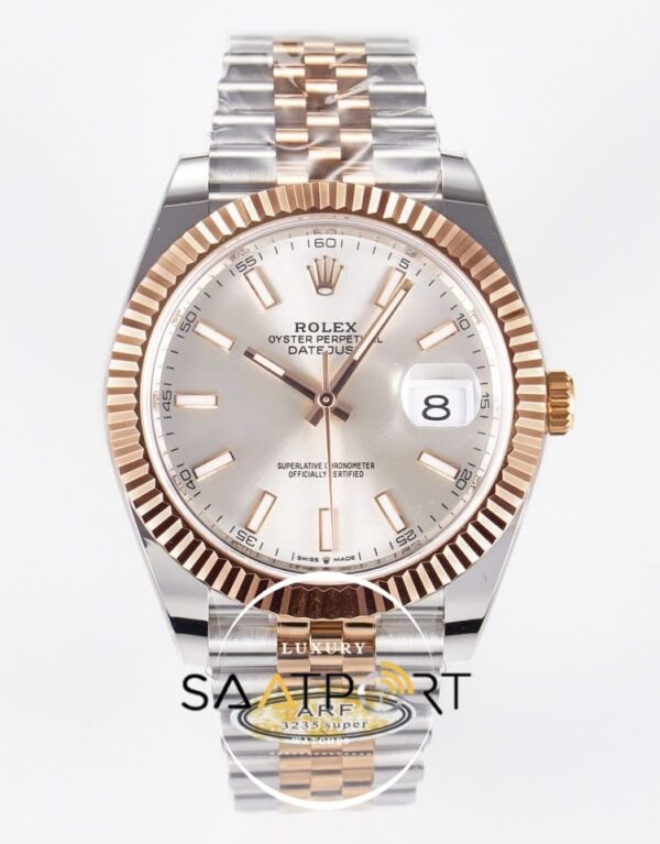 Rolex Datejust 41mm Silver Dial 126333 Arf Factory Rose Gold Super Clone ETA
