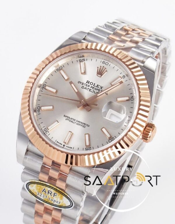 Rolex Datejust 41mm Silver Dial 126333 Arf Factory Rose Gold Super Clone ETA