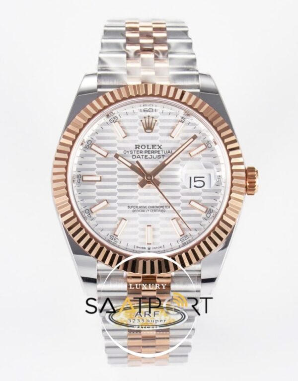 Rolex Datejust 41mm White Fluted Dial 126331 Arf Factory Rose Gold Super Clone ETA