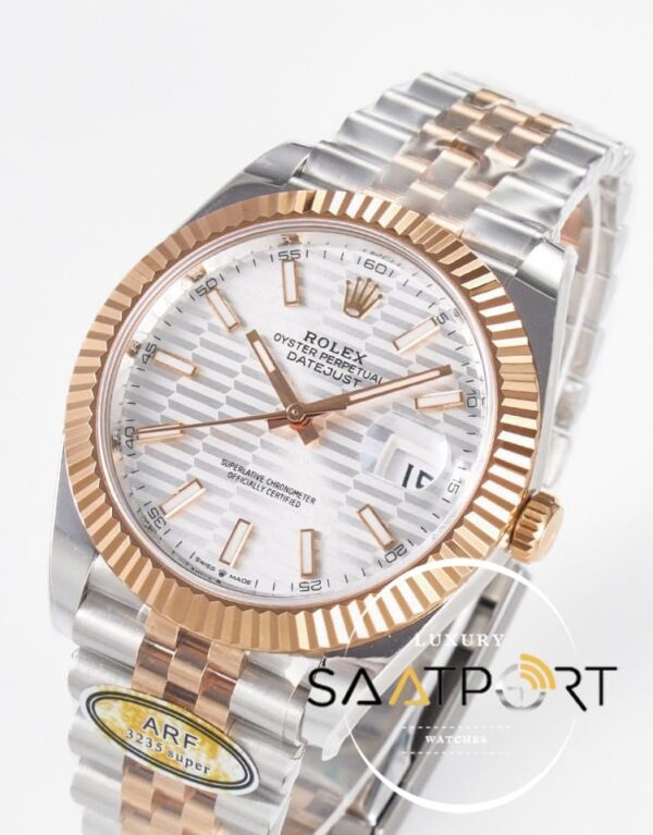 Rolex Datejust 41mm White Fluted Dial 126331 Arf Factory Rose Gold Super Clone ETA