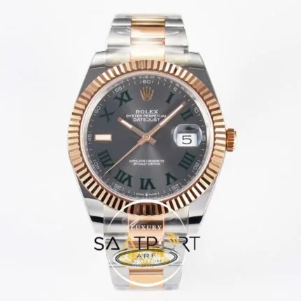 Rolex Datejust 41mm Wimbledon 126331 Oyster Arf Factory Rose Gold Super Clone Eta Saat