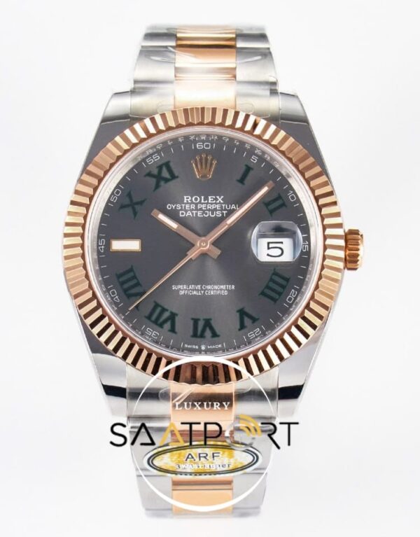 Rolex Datejust 41mm Wimbledon 126331 Oyster Arf Factory Rose Gold Super Clone Eta Saat