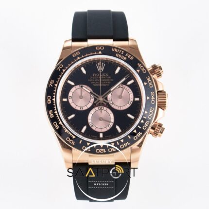 Rolex Daytona 126515 Rose QF 40mm Black Dial Oysterflex 4130 Super Clone ETA